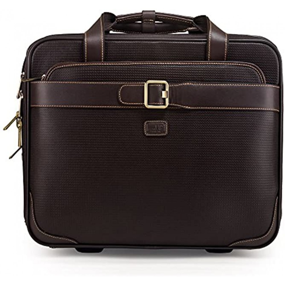 Condotti Leather Business Laptop Trolley-Brown