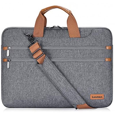 LONMEN 17.3 Inch Laptop Shoulder Bag,Computer Sleeve Carrying Case for 17.3" Lenovo IdeaPad 330 Dell Inspiron 17 5000 HP Pavilion Acer MSI ASUS Gray