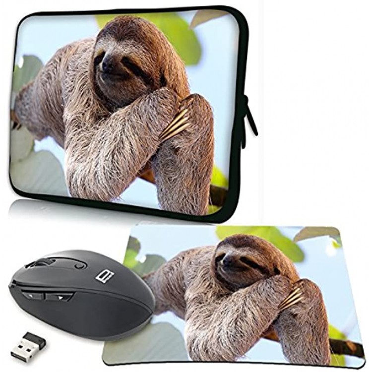 PEDEA Design Hard Case Cover Laptop Bag for Laptops up to 13.3 Vertical Chilling Sloth 13,3 Zoll + Maus und Mauspad