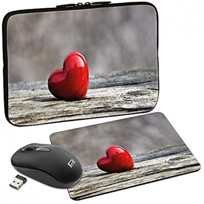 PEDEA Design Hard Case Cover Laptop Bag for Laptops up to 13.3 Vertical love 13,3 Zoll + Maus und Mauspad