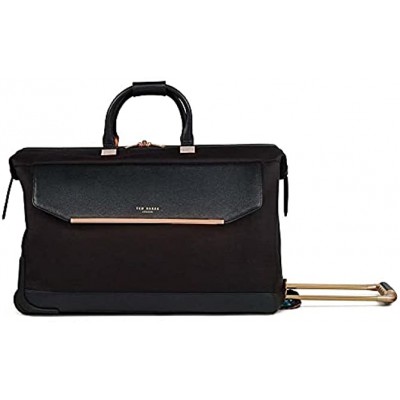 Ted Baker Albany Collection Softside Cabin Luggage Trolley for Travel Black Rose Gold Large Duffle