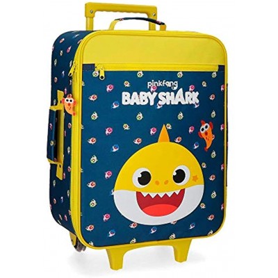 Baby Shark My Good Friend Blue Cabin Suitcase 35x50x16 cm Soft Polyester 25 Litre 1.8 Kg 2 Wheels Hand Luggage