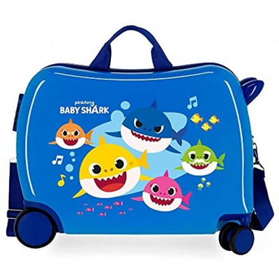 Baby Shark Ocean Sharks Blue Kids Rolling Suitcase 50x39x20 cm Rigid ABS Combination lock 34 Litre 2.1 Kg 4 Wheels Hand Luggage