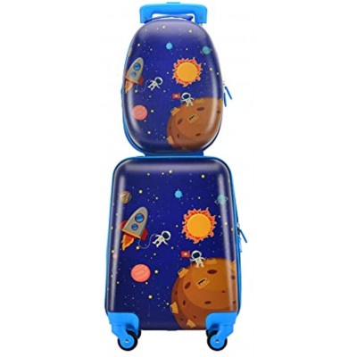 BONTOUR Set of 2 children's suitcases backpack + children's trolley travel luggage Space 02