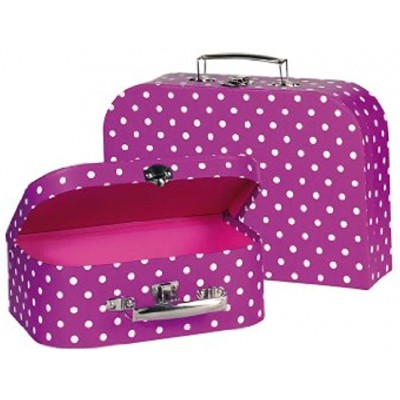 Cause Suitcases with Dots Purple  White
