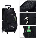 DAZISEN School Bag Children Six-Wheeled Rolling Backpack Luggage Trolley Bags,Green,One Size