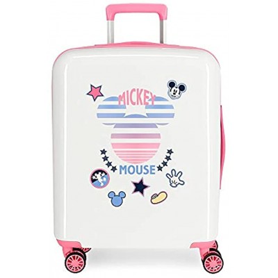 Disney Mickey Denim Luggage- Carry-On Luggage 40x55x20 cms Blanco