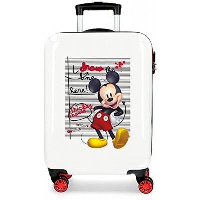Disney Mickey Draw the line Red Cabin Suitcase 38 x 55 x 20 cm Rigid ABS Combination Lock 34 Litre 2.6 kg 4 Double Wheels Hand Luggage