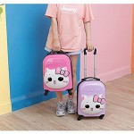 GIVROLDZ 3D Cartoon-Children's Trolley Case ABS Hard Shell Travel Hold Check in Luggage Suitcase with 50 Pieces of Stickers Kids' Luggage Perfect for School & Overnight Travel,Purple