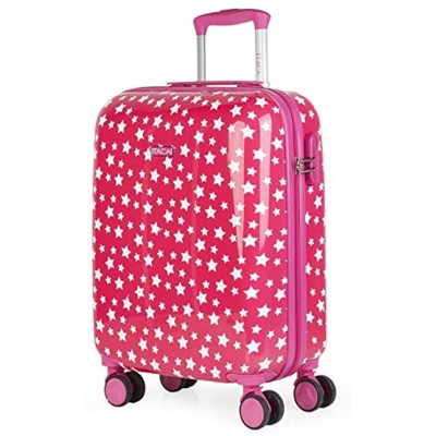 ITACA Children Cabin Suitcase. 4 Wheels Trolley. Printed Polycarbonate. Hand Baggage. Rigid Comfortable and Lightweight. Cabin Approved 702450 Color Fuchsia