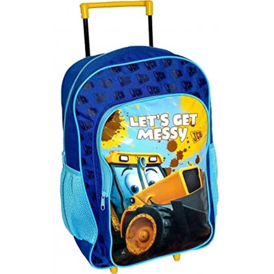 JCB Let's Get Messy Backpack Children Cartoon Character Luggage Trolley Toddlers Nursery School Handbag Suitcase Kids Cute Cabin Bag Rucksack Perfect for Home & Travel