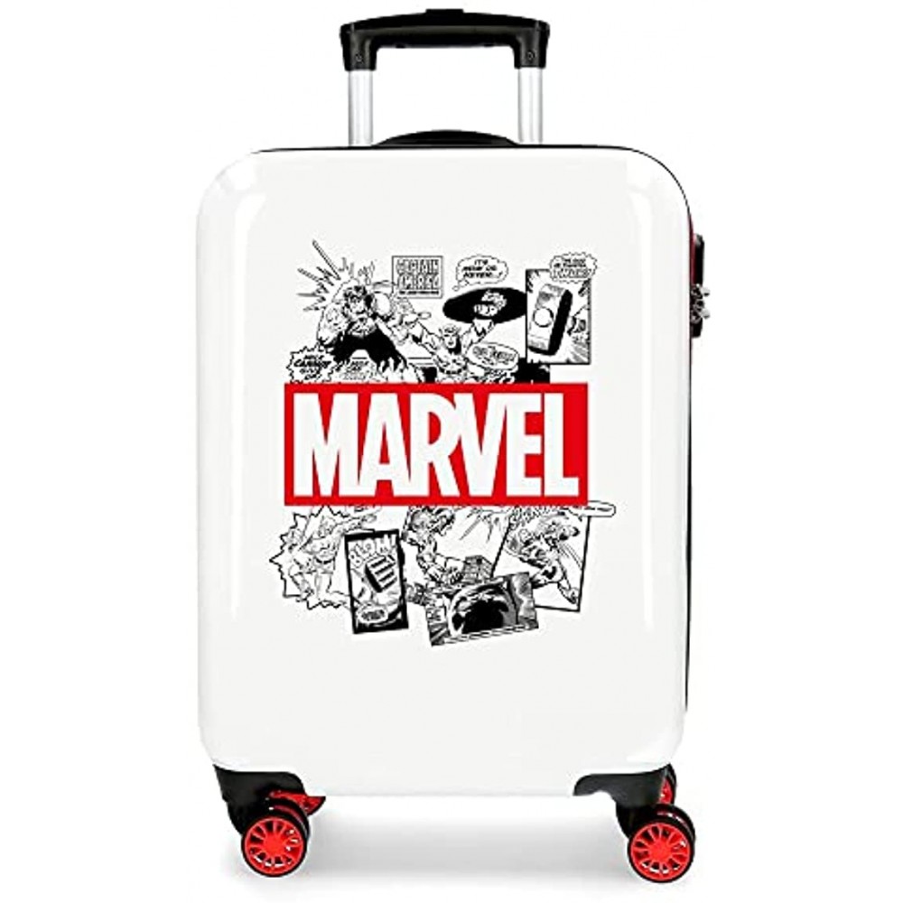 Marvel Avengers Comic White Cabin Suitcase 40 x 55 x 20 cm Rigid ABS Combination Lock 34 Litre 2.6 kg 4 Double Wheels Hand Luggage