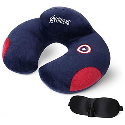 URAQT Kids Travel Neck Pillow with Sleep Mask Super Soft and Comfortable Neck Support Cushion Supports Head Neck & Chin Travel Rest Pillow Cushion Sleeping Aid Suitable for Adults Kids Blue