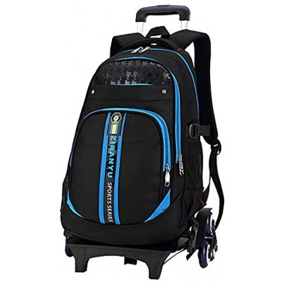 ZEVONDA Kids Boys School Trolley Backpack Travelling Bags Hiking Shoulder Bags with Removable Wheeled for Students Blue