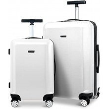 20Inch Hard Shell Carry On Luggage Expandable PC Suitcase Spinner Wheel Luggage White 20"&24",