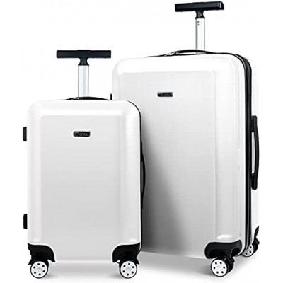 20Inch Hard Shell Carry On Luggage Expandable PC Suitcase Spinner Wheel Luggage White 20"&24",