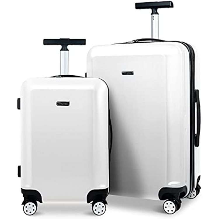20Inch Hard Shell Carry On Luggage Expandable PC Suitcase Spinner Wheel Luggage White 20&24,