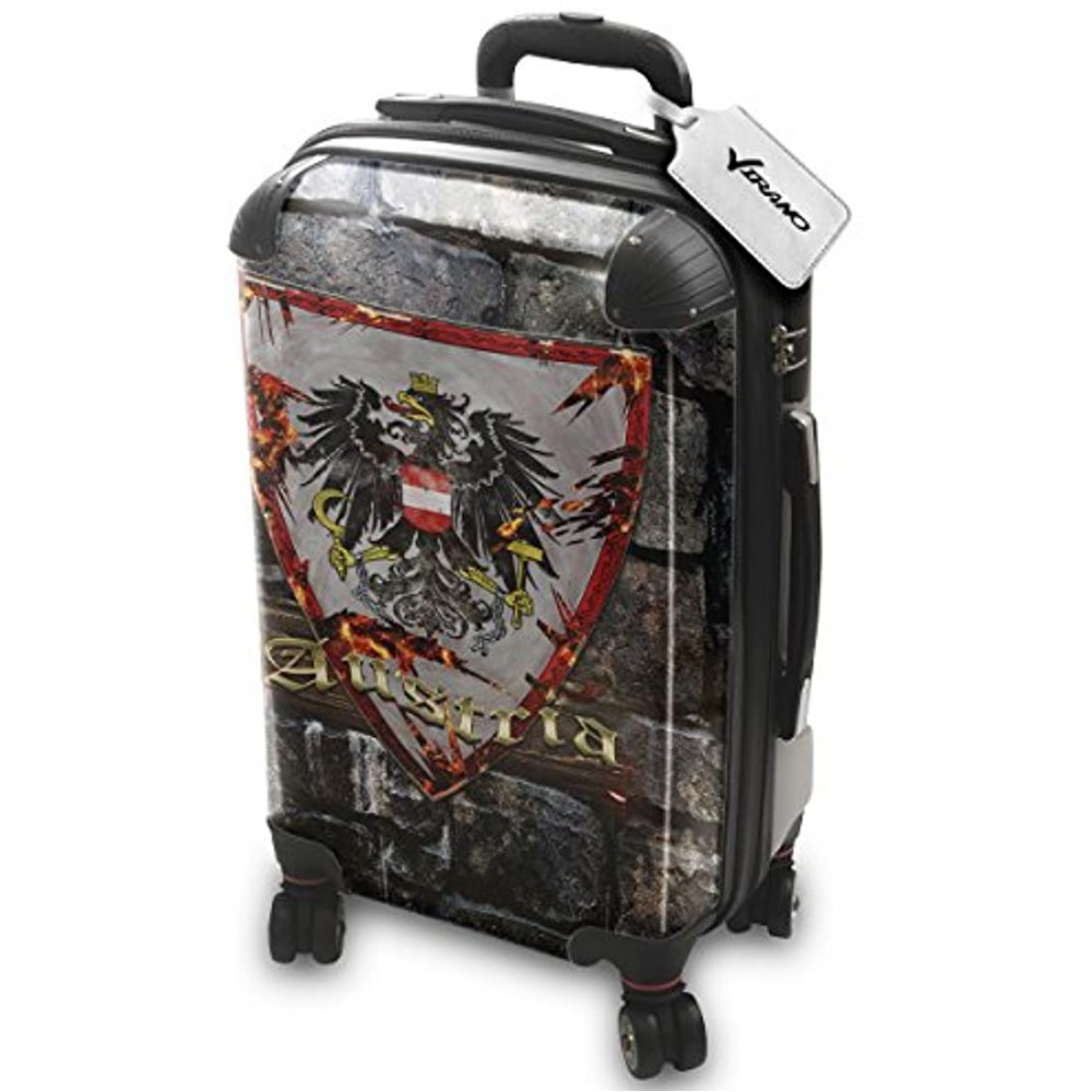 Coat of Arms Austria Lightweight Hard Luggage Spinner Travel Shell 4 Wheel Spinner Case with Exchangeable and Colourful Design. Size: Cabin Approved Small S