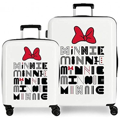 Disney Pretty Minnie Suitcase Set White 55 70 cm Rigid ABS Integrated TSA Lock 119.4L 6 kg 4 Double Wheels Hand Luggage