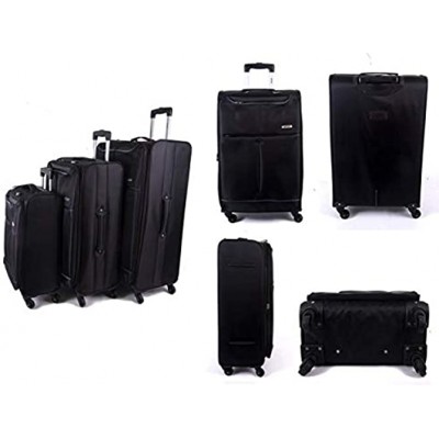Everest Set of 3 Suitcase Luggage 4 Wheel Telescopic Handle Travel Cabin Bags Black