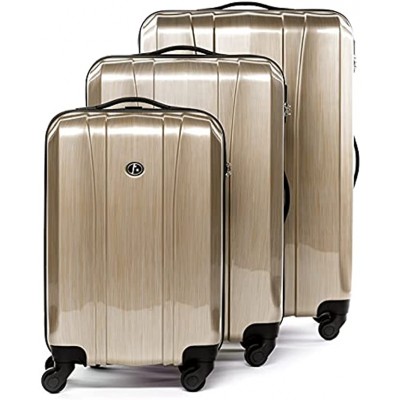 FERGÉ Luggage Set 3 Piece Hard Shell Travel Trolley Dijon Suitcase Set 4 Spinner Wheels Beige