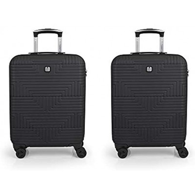 Gabol Shock | Rigid Black Travel Suitcase Set with 2 Cabin Suitcases