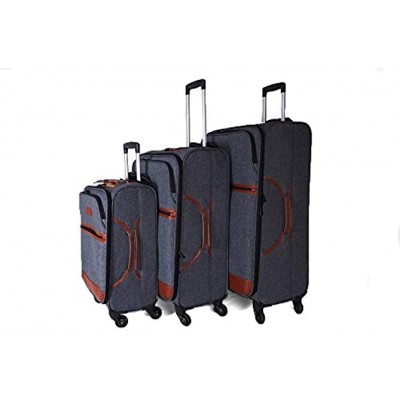 JCB Set of 3 Travel Bags with 360 Degree Wheels JCB2021 Light Grey