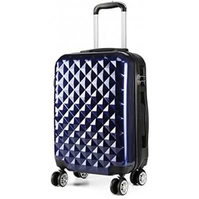 Kono 20" Hand Luggage Lightweight Hard Shell PC+ABS Suitcase 4 Spinner Wheels 360 Degree Rolling Cabin Small Navy-Upgrade