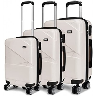 Kono Hard Shell Luggage Lightweight 4 Wheeled Spinner 3 pcs 3 Pcs Set Beige