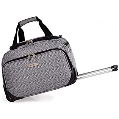 London Fog 16 Inch Holdall with Wheels Duffle Bag on Wheels | Soft Shell Check Luggage with Drag Handle 41cm 1.58kg 35L Capacity | Newbury LFL004 Holdall