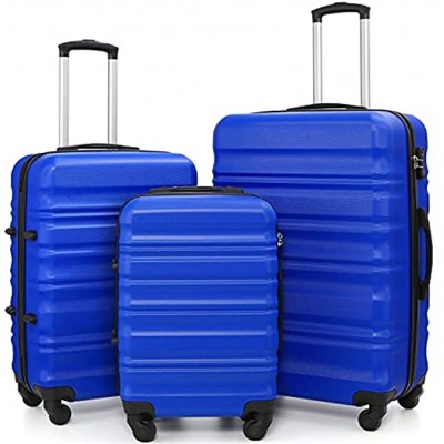 LONG VACATION Luggage 3 Piece Set ABS Hardshell Lightweight Suitcase with TSA Lock Spinner Wheels 20in24in28in Blue Abs Hardshell Tsa Lock Spinner Wheels Luggage Set