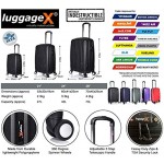 Luggage X Set of 3 Lightweight Hard Shell 8 Wheel Slimline Trolley Suitcases 28 + 24 + 21 Black