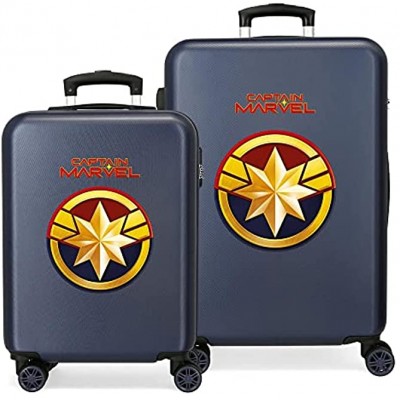 Marvel Avengers All Avengers Blue Luggage Set 55 68 cm Rigid ABS Combination Lock 104 Litre 4 Double Wheels Hand Luggage
