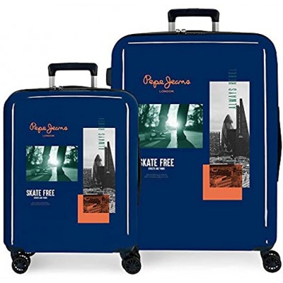 Pepe Jeans Nolan Suitcase Set Blue 55 70 cm Rigid ABS Integrated TSA Closure 119.4 L 7.2 kg 4 Wheels Double Hand Luggage