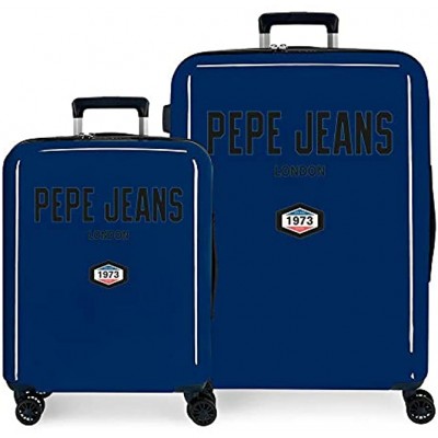 Pepe Jeans Skyler Suitcase Set Blue 55 70 cm Rigid ABS Integrated TSA Lock 119.5L 7.1 kg 4 Double Wheels Hand Luggage