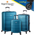 Regent Square Travel 3 Piece Luggage Sets with Build-in TSA Lock and Spinner Goodyear Wheels – Mangusta Hard Case Petrol Blue