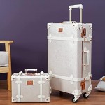 urecity Luggage Set on Wheels Vintage Cute Travel Retro Carry Ons with Password Lock Hard Shell Lightweight Trolley Suitcase Cabin Bag for Storage 2048cm 30Liter Rose White