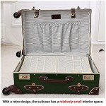 urecity Luggage Set on Wheels Vintage Cute Travel Retro Carry Ons with Password Lock Hard Shell Lightweight Trolley Suitcase Cabin Bag for Storage 2048cm 30Liter ArmyGreen
