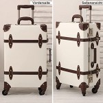 urecity Luggage Set on Wheels Vintage Cute Travel Retro Carry Ons with Password Lock Hard Shell Lightweight Trolley Suitcase Cabin Bag for Storage 2048cm 30Liter Holy White