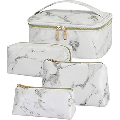 Yesland Set of 4 Makeup Bags Portable Travel Cosmetic Bags Marble Waterproof Organizer Case with Gold Zipper for Women Girls and Men