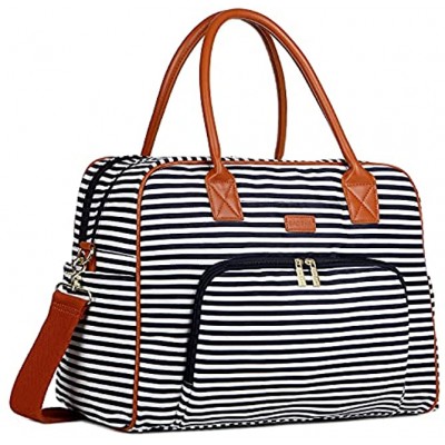 BAOSHA Canvas Carry On Weekender Overnight Travel Duffel Bag for Women HB-33 Blue Striped