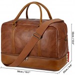 BAOSHA Faux Leather Large Travel Duffel Tote Bag Carry On Weekender Overnight Bag with Shoe Compartment HB-38 Brown