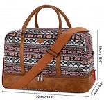 BAOSHA Women Holdalls Canvas Overnight Weekend Bag Travel Duffel Carry On Tote Bags Ladies Hand Luggage with Shoes Compartment HB-38 Printing