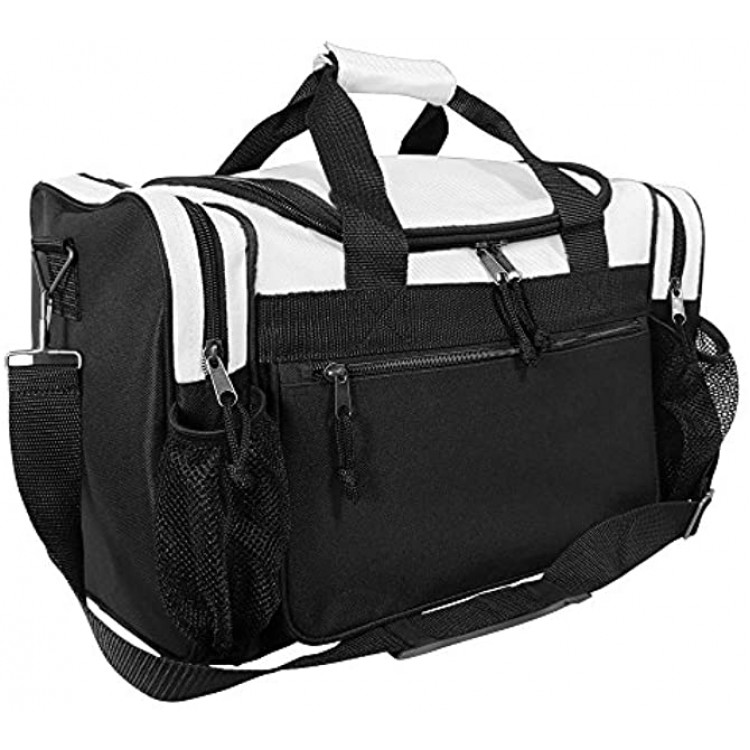 DALIX 17 Duffle Bag Dual Front Mesh Pocket in White