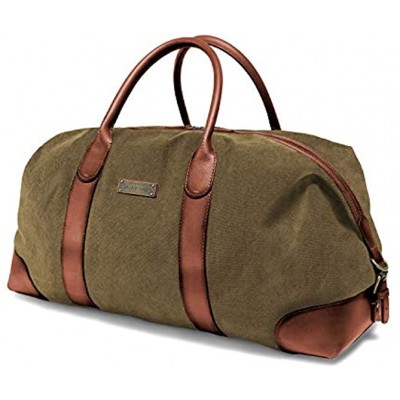 DRAKENSBERG Duffel Weekender Large Travel Bag and Holdall in Retro Vintage Design Women and Men Handmade in Premium Quality 60L Canvas and Leather Olive Green DR00126