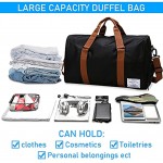 Durable Sports Tote Gym Bag with Shoe Pocket Water Resistant Overnight Travel Tote Bag Travel Duffel Bag with Three Ways to Carry Black