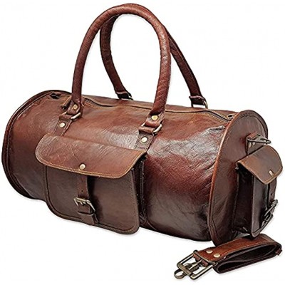 Jaald 18" Leather Duffle Bag Travel Carry-on Luggage Overnight Gym Weekender Bag