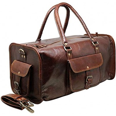 Jaald 24" Leather Duffle Bag Travel Carry-on Luggage Overnight Gym Weekender Bag