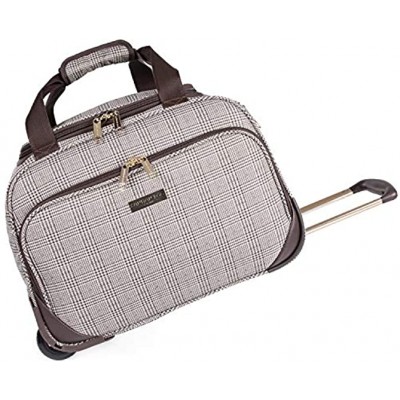 London Fog 16 Inch Holdall with Wheels Duffle Bag on Wheels | Soft Shell Check Luggage with Drag Handle 41cm 1.58kg 35L Capacity | Camberley LFL003 Holdall