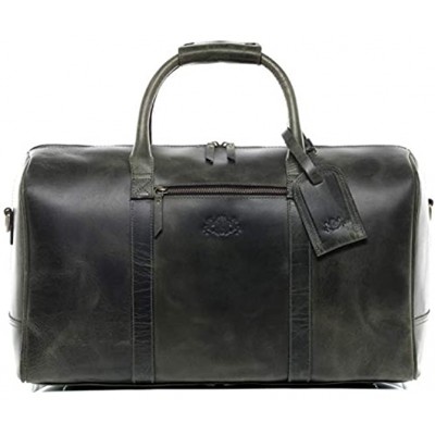 SID & VAIN Travel Bag Holdall Chad XL Duffel Bag Real Leather 52 cm cm Weekender Duffle Leather Bag Women and Men Green